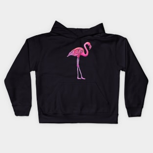 Flamingo Party on dark blue Kids Hoodie